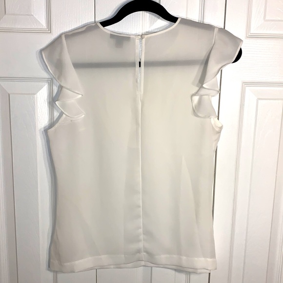 I ❤️ Ronson White Ruffle Shoulder Blouse - Picture 3 of 8